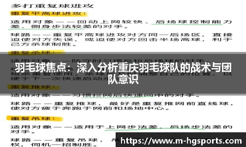 羽毛球焦点：深入分析重庆羽毛球队的战术与团队意识